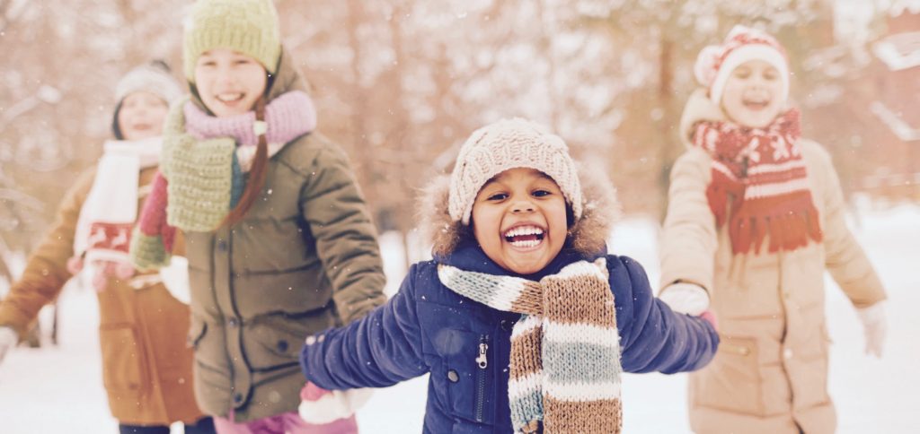 children playing in winter weather